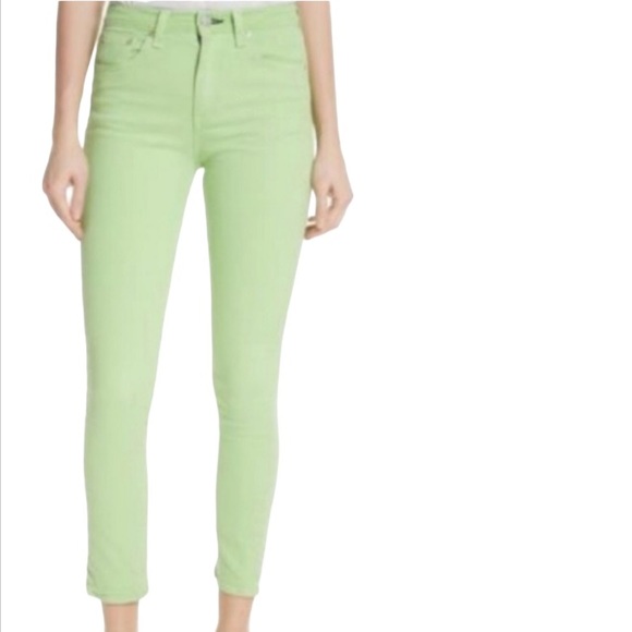 RAG & BONE High Rise Skinny Jeans, Lime, Size 23 - Picture 4 of 5